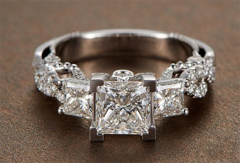 Vintage Princess Cut Lab Diamond Ring