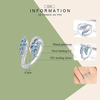 Willow Shape Light Blue CZ  Ring