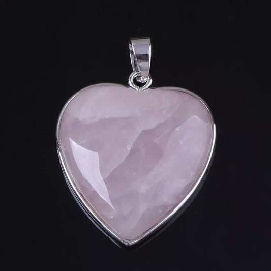 Heart Shape Rose Quartz Stone Pendant
